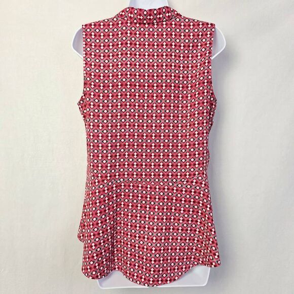 Dana Buchman Red Geometric Sleeveless Blouse Women’s M - Picture 4 of 7